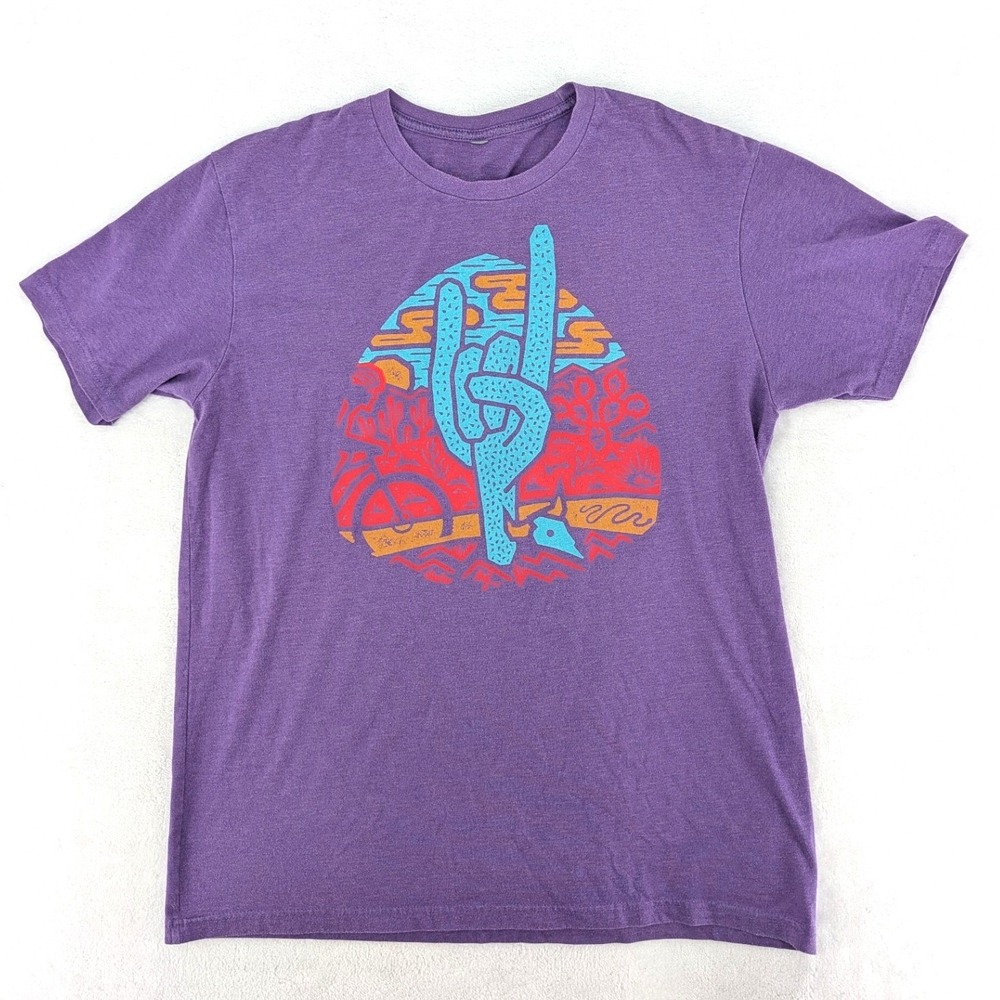 Twin‎ Six Purple Rock On Cactus Graphic T Shirt Men's M Cycling Southwest Desert